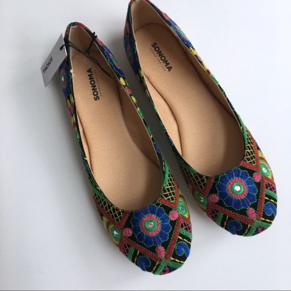 Sonoma Shoes - Sonoma Women’s Ballet Flats Embroidered Multi New